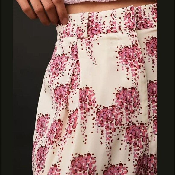 Stella Nova Sookie Silk Spandex Pleated Pants Lightweight Size 2 Pink Cream - Picture 4 of 13